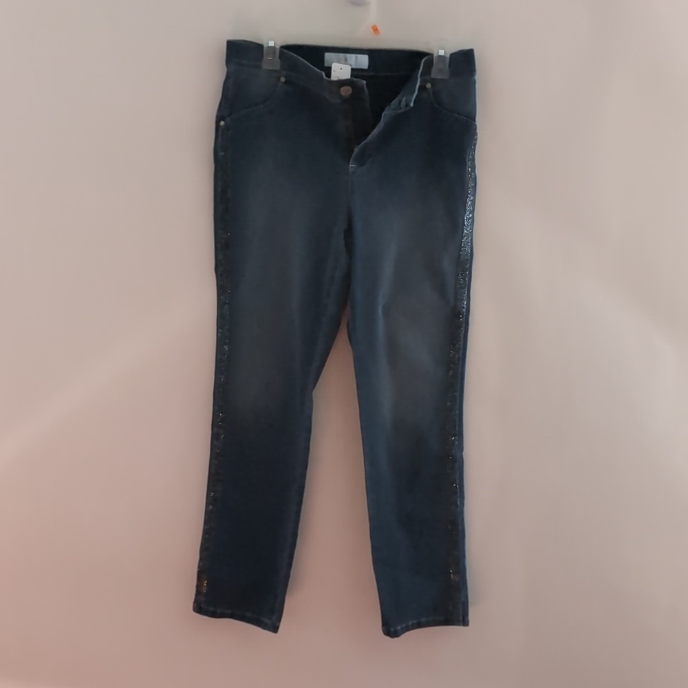 Dismero Italian Dark Blue Jeans With Studs Denim Size XL (14/16)